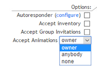 Second Life bot animation configuration