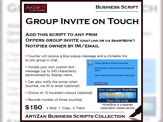 ArtiZan Business: Group Invite on Touch